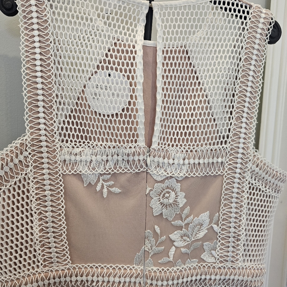 En Creme Lace Embroidery Sleeveless Mini Dress Woman's Large - Picture 6 of 16